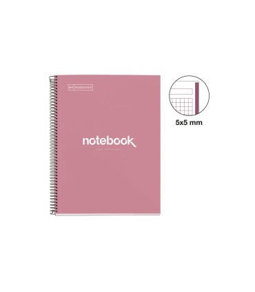 Cuaderno espiral miquelrius notebook emotions rose dust tapa forrada din a4 microperforado 80 hojas 90