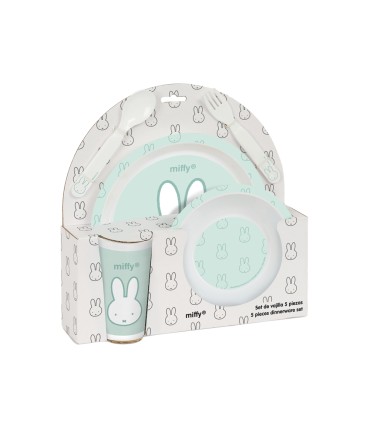 Set de platos cubiertos y vaso safta miffy menta 260x260x90 mm