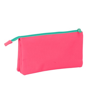 Bolso escolar portatodo safta triple nait nait rosa fluor 120x220x30 mm