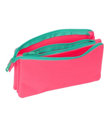 Bolso escolar portatodo safta triple nait nait rosa fluor 120x220x30 mm