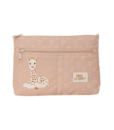 Bolso escolar portatodo safta grande 2 cremallera reciclado y repelente agua sophie la girafe cookie 160x230x30 mm