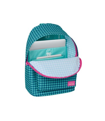 Mochila safta para portatil 141 nait nait pata de gallo verde 410x310x160 mm