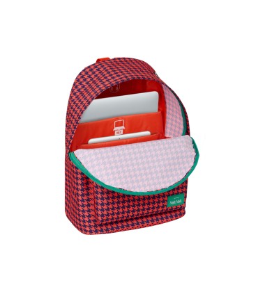 Mochila safta para portatil 141 nait nait pata de gallo coral 410x310x160 mm