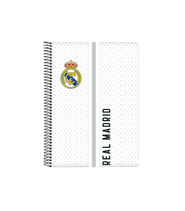 Cuaderno espiral safta cuarto 80 hojas 60 gr cuadro 4 mm tapa extradura real madrid 1 equipacion 24 25