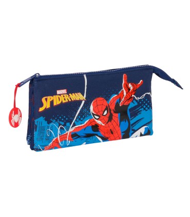 Bolso escolar portatodo safta triple spiderman neon 30x220x120 mm