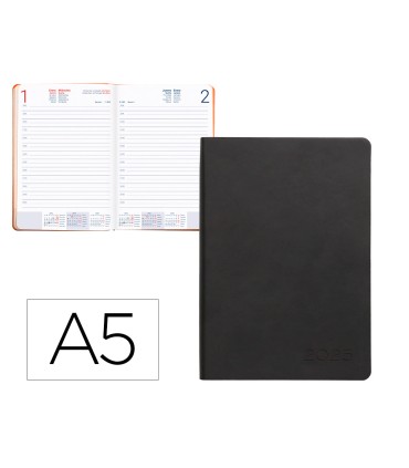 Agenda encuadernada liderpapel sifnos a5 2025 dia pagina color naranja papel 70 gr