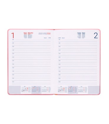 Agenda encuadernada liderpapel icaria a5 2025 dia pagina color rosa papel 70 gr