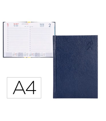 Agenda encuadernada liderpapel corfu a4 2025 dia pagina azul papel 60 gr