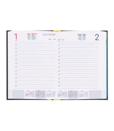 Agenda encuadernada liderpapel corfu a4 2025 dia pagina negro papel 60 gr