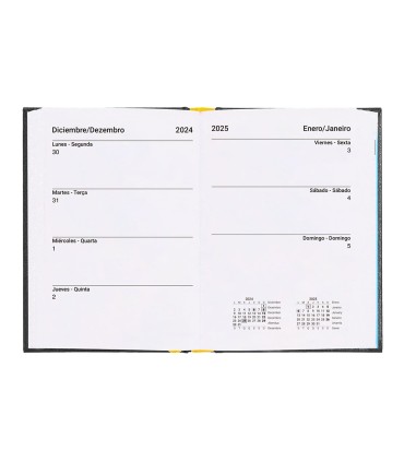 Agenda encuadernada liderpapel corfu a6 2025 dia pagina negro papel 60 gr