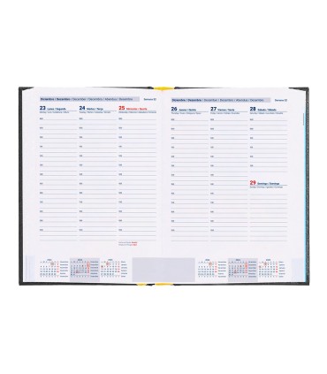 Agenda encuadernada liderpapel corfu a5 2025 dia pagina negro papel 60 gr