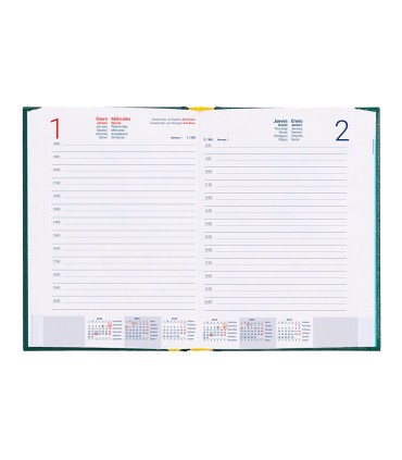 Agenda encuadernada liderpapel corfu a5 2025 dia pagina color verde papel 60 gr