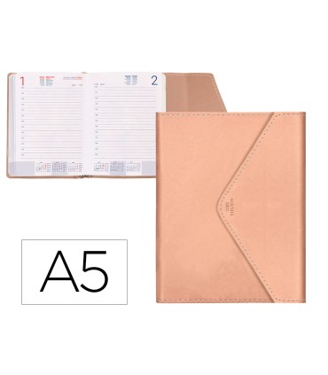 Agenda encuadernada liderpapel psara a5 2025 dia pagina color rosa nude papel 70 gr