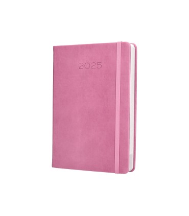 Agenda encuadernada liderpapel mykonos a5 2025 dia pagina color rosa papel 70 gr