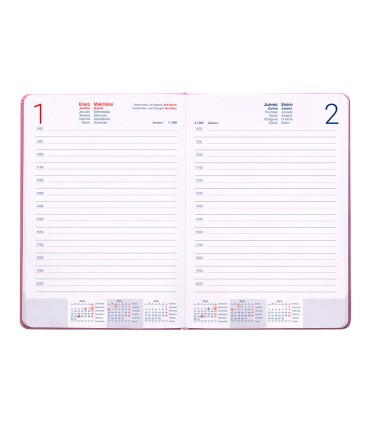 Agenda encuadernada liderpapel mykonos a5 2025 dia pagina color rosa papel 70 gr