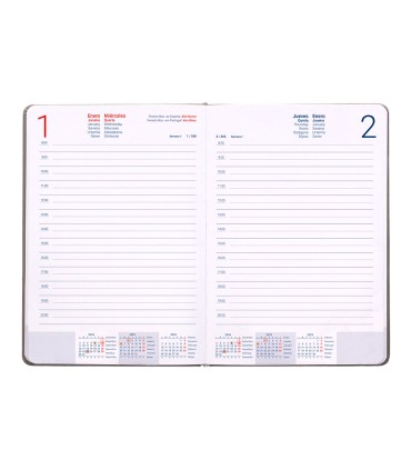 Agenda encuadernada liderpapel mykonos a5 2025 dia pagina color gris papel 70 gr