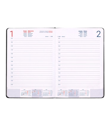 Agenda encuadernada liderpapel mykonos a5 2025 dia pagina color negro papel 70 gr