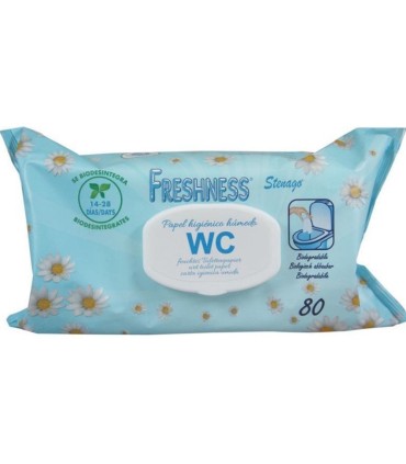 Papel higienico humedo freshness paquete con tapa de 80 unidades