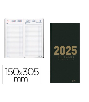 Agenda encuadernada liderpapel dietario 150 x 305 2025 dia pagina color negro papel 70 gr