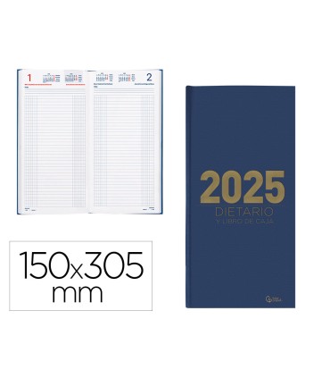 Agenda encuadernada liderpapel dietario 150 x 305 2025 dia pagina color azul papel 70 gr