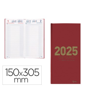 Agenda encuadernada liderpapel dietario 150 x 305 2025 dia pagina color rojo papel 70 gr