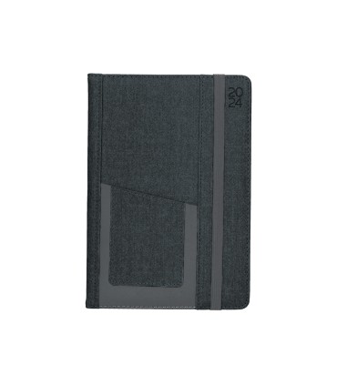 Agenda encuadernada liderpapel saria a5 2025 dia pagina color negro papel 70 gr