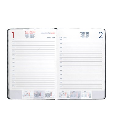 Agenda encuadernada liderpapel saria a5 2025 dia pagina color negro papel 70 gr