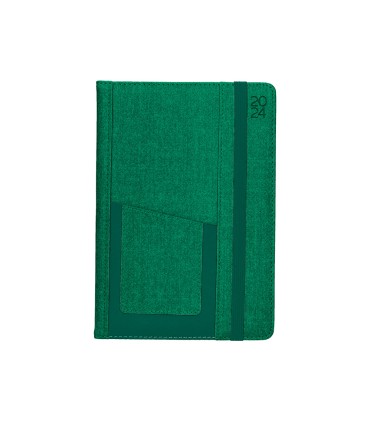 Agenda encuadernada liderpapel saria a5 2025 dia pagina color verde papel 70 gr