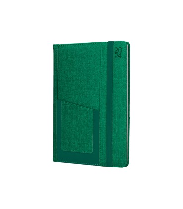 Agenda encuadernada liderpapel saria a5 2025 dia pagina color verde papel 70 gr