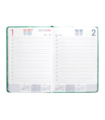 Agenda encuadernada liderpapel saria a5 2025 dia pagina color verde papel 70 gr