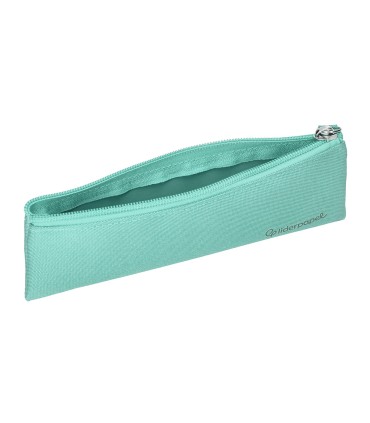 Bolso escolar liderpapel portatodo plano estrecho una cremallera 200x60 mm verde