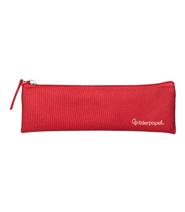 Bolso escolar liderpapel portatodo plano estrecho una cremallera 200x60 mm rojo