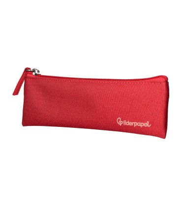 Bolso escolar liderpapel portatodo plano estrecho una cremallera 200x60 mm rojo