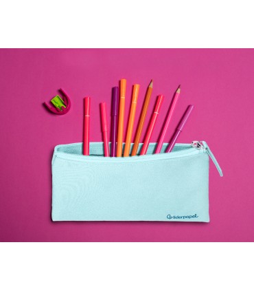 Bolso escolar liderpapel portatodo plano ancho una cremallera 200x100 mm azul celeste