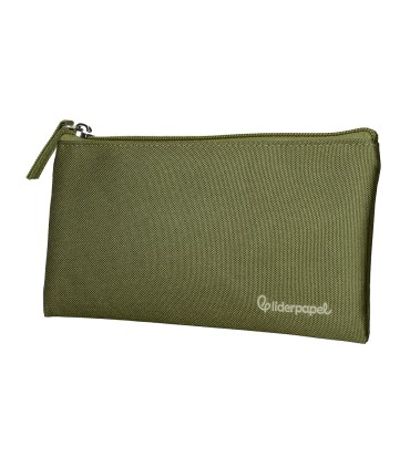 Bolso escolar liderpapel portatodo plano ancho una cremallera 200x100 mm verde militar