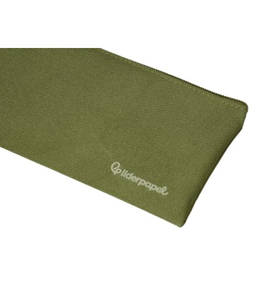 Bolso escolar liderpapel portatodo plano ancho una cremallera 200x100 mm verde militar