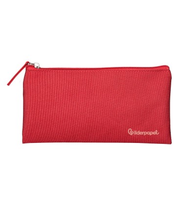 Bolso escolar liderpapel portatodo plano ancho una cremallera 200x100 mm rojo