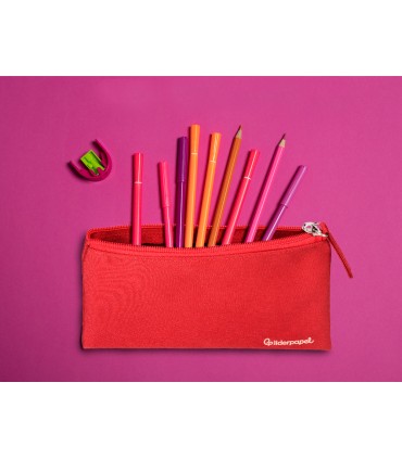 Bolso escolar liderpapel portatodo plano ancho una cremallera 200x100 mm rojo