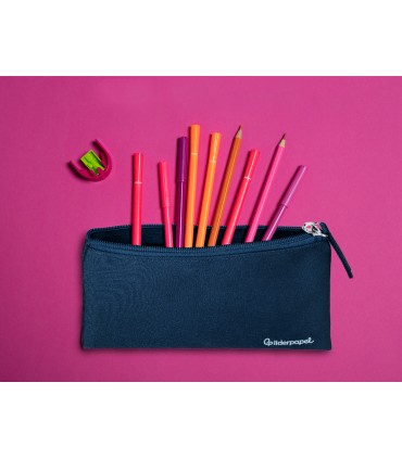 Bolso escolar liderpapel portatodo plano ancho una cremallera 200x100 mm azul marino