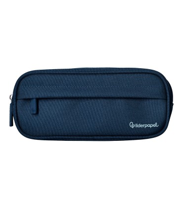 Bolso escolar liderpapel portatodo ovalado 2 cremalleras con bolsillo delantero 210x90 mm azul