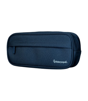 Bolso escolar liderpapel portatodo ovalado 2 cremalleras con bolsillo delantero 210x90 mm azul