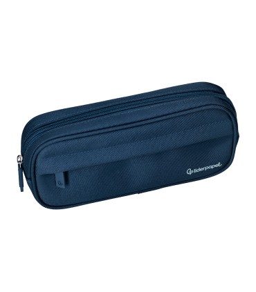 Bolso escolar liderpapel portatodo ovalado 2 cremalleras con bolsillo delantero 210x90 mm azul