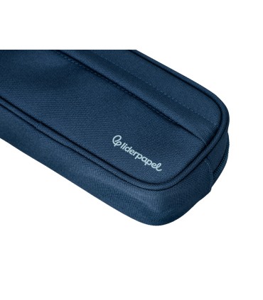 Bolso escolar liderpapel portatodo ovalado 2 cremalleras con bolsillo delantero 210x90 mm azul