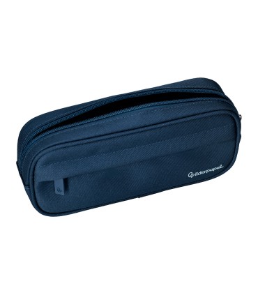 Bolso escolar liderpapel portatodo ovalado 2 cremalleras con bolsillo delantero 210x90 mm azul