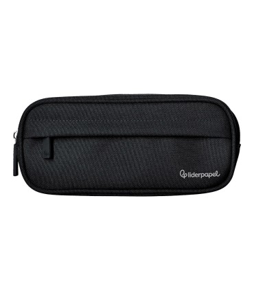 Bolso escolar liderpapel portatodo ovalado 2 cremalleras con bolsillo delantero 210x90 mm negro