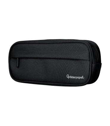 Bolso escolar liderpapel portatodo ovalado 2 cremalleras con bolsillo delantero 210x90 mm negro