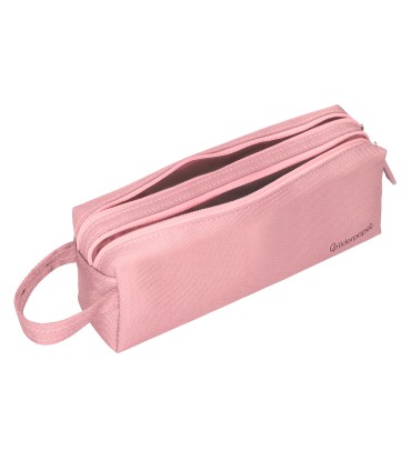 Bolso escolar liderpapel portatodo rectangular con asa 2 cremalleras 210x80 mm rosa