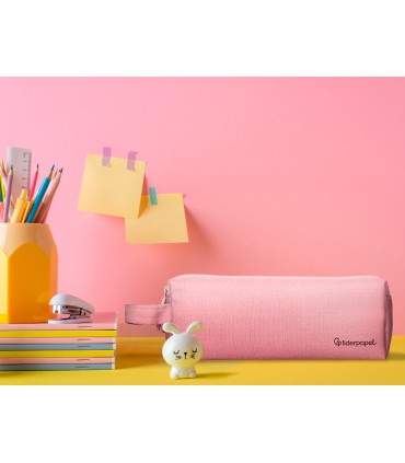 Bolso escolar liderpapel portatodo rectangular con asa 2 cremalleras 210x80 mm rosa