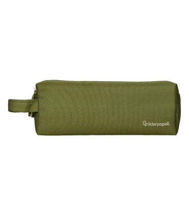 Bolso escolar liderpapel portatodo rectangular con asa 2 cremalleras 210x80 mm verde militar