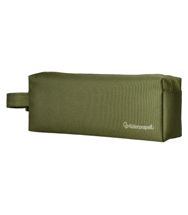 Bolso escolar liderpapel portatodo rectangular con asa 2 cremalleras 210x80 mm verde militar